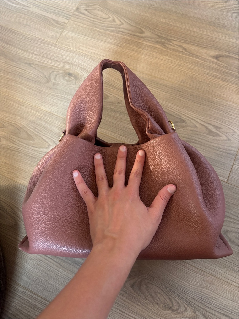 Polène Pink Pebbled Leather Shoulder Bag - Picture 9 of 11